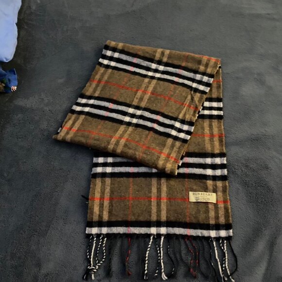 BURBERRY scarf 100% authentic brown check lambswool pre owned - Picture 2 of 8